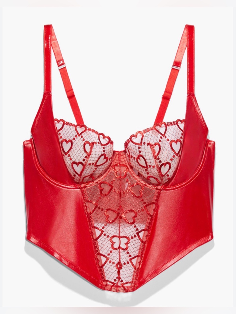 ♥️💋SavageXFenty Red Heart Lace Longline Bustier💋♥️